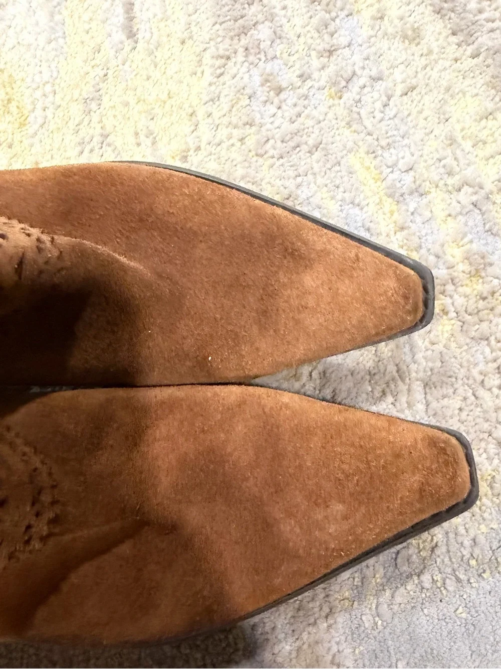Me Too Vintage Brown Suede Western Ankle Boots Size 6.5 Pointed Toe Boho - Picture 6 of 8